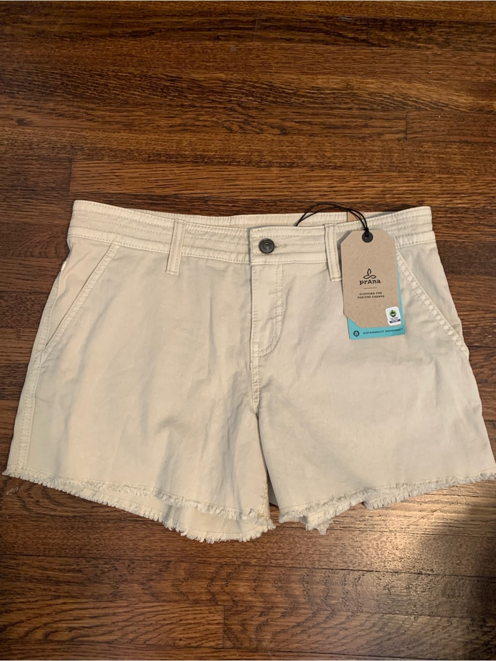 prAna Sancho Shorts Tan with Frayed Edges Size 4